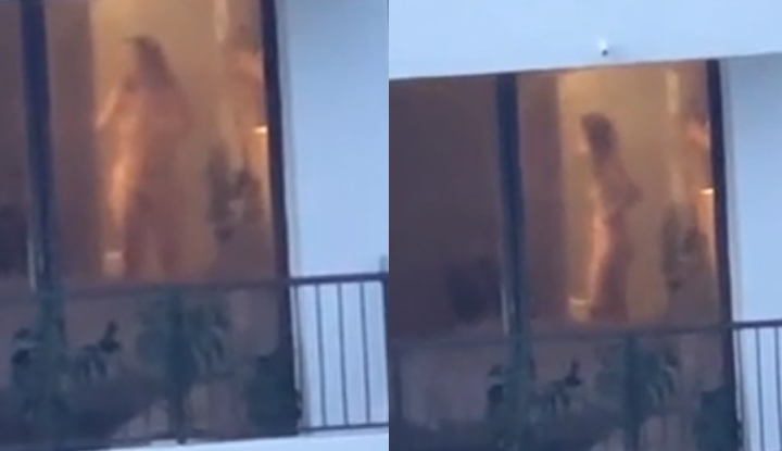 The girl across the street forgot to close her curtains~ taking a bath, her figure was all exposed