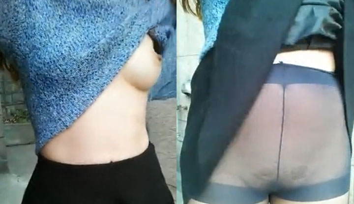 สาวคัพC ใจกล้า โชว์นมโชว์หี กลางถนน