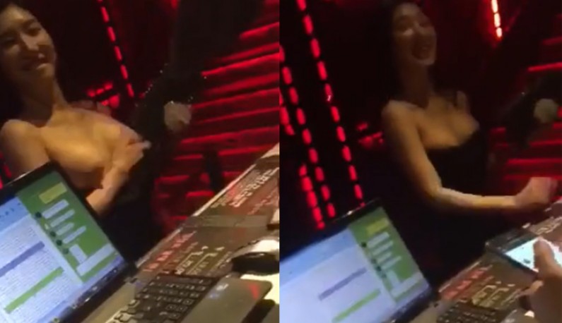 [韓國] 為進夜店~辣妹直接對櫃台露奶!!