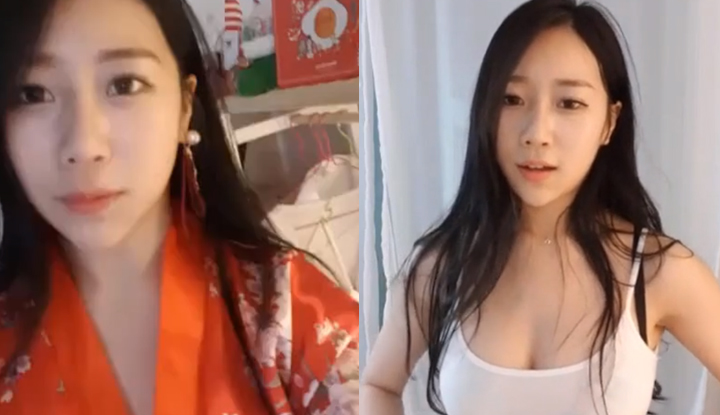 [Korea] Long-haired and temperamental lady ~ wearing a white low-cut dress with slightly revealing areolas is so sexy