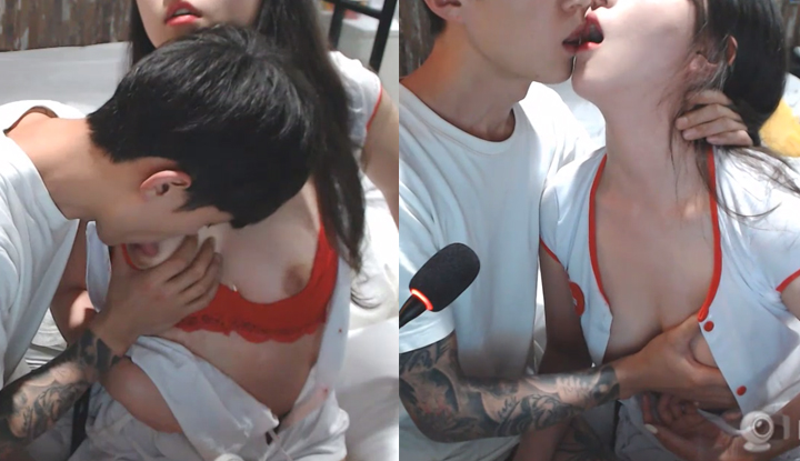 (เกาหลี) คู่รักนักขิงจูบโชว์หน้ากล้อง ผัวเลียนมโชว์