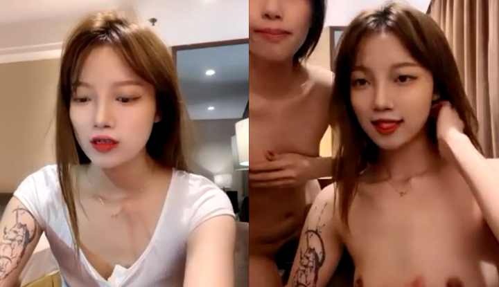 สาวมีรอยสักเห็นแล้วมันก็ยั่ว เล่นกับเพื่อนช่วยกันติ้ว