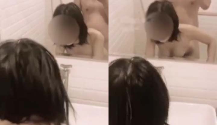 [Thailand] The young girl's desire was stimulated, and she engaged in sexual activity directly in a public restroom.