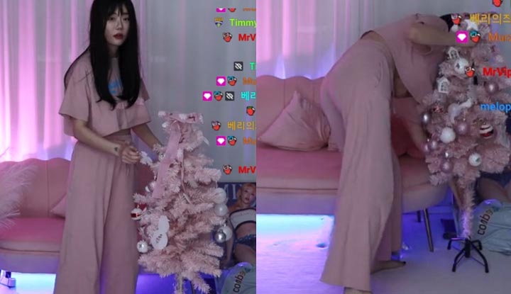 [Korea] The girl is not wearing underwear! In the live broadcast, all the tits are gone directly