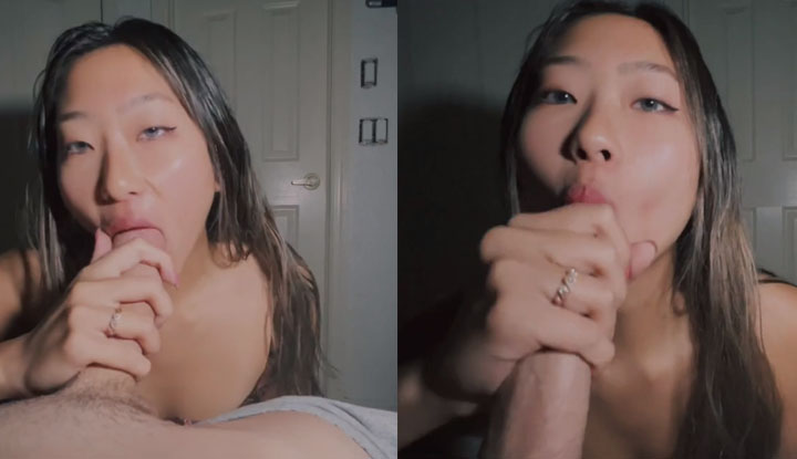 A clip of Aeriessteele, a Korean girlfriend, is borrowing her boyfriend's long dick to practice sucking every day until she becomes skillful.