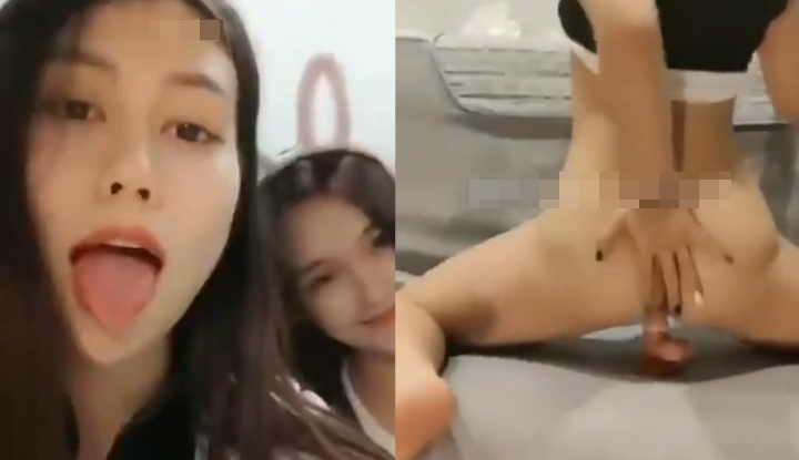 Two lesbian friends play with each other, indulging in licking breasts and thrusting a fake penis mercilessly.