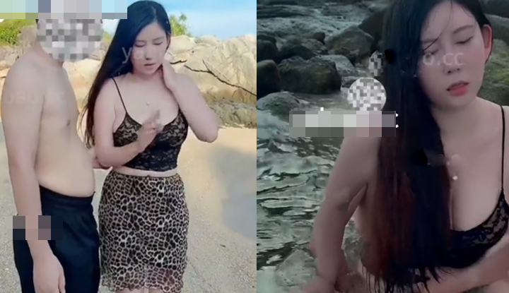 It was so thrilling to have a busty and sexy girl on the beach in the evening and then have some fun in the sea!