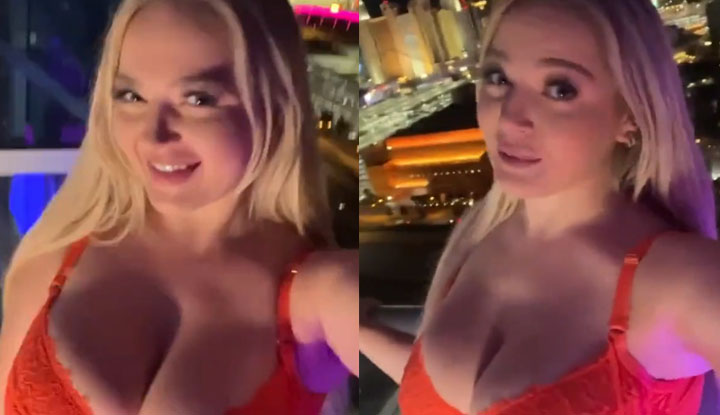 ทวีปยุโรป/อเมริกา เจ้านาย O-site ลานา วูล์ฟ เพลิดเพลินกับวิวริมคืนที่สวยงามในชุดชั้นในที่มีความอลังการ