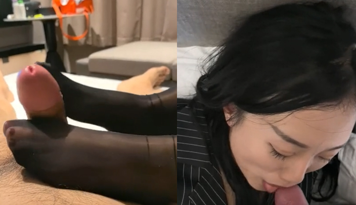 high-quality b-grade leaked video on cloud storage, showing a girlfriend with a contrasting personality wearing a holiland uniform being fucked and then footjob performed; the little slut is quite cooperative.