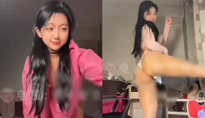 sexy dancing girl, hot selfie with leg raised, revealing her genitals