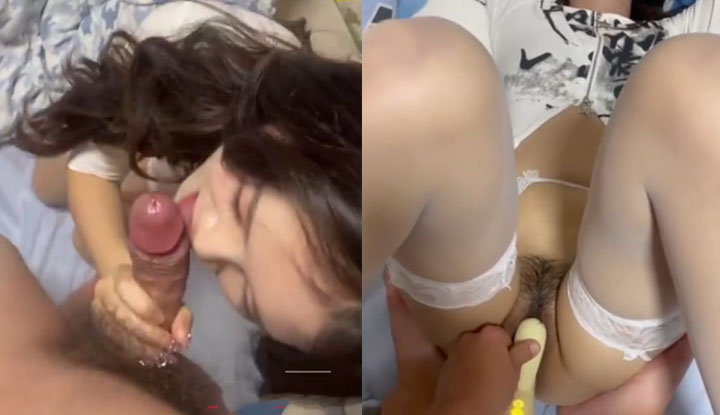 leaked clip of a passionate couple fucking: white socks on pretty legs are extremely seductive, sucking cock on a plump ass leads to intense climax, hard fucking with creampie and explosive stimulation that will drive you crazy!