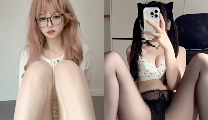 douyin's high-value twin-tailed loli grassland flower with large-scale customized face exposure private photos leaked out of black silk jade feet temptation, teasing, coquettish poses, and heartstrings!