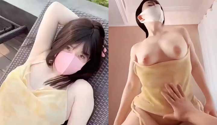 a stunningly beautiful woman with contrasting large breasts, completely naked and exposed at an outdoor swimming pool, actively riding a white tiger's honey hole tightly wrapped around a penis, lifting her legs and fiercely fucking until her semen overflows!