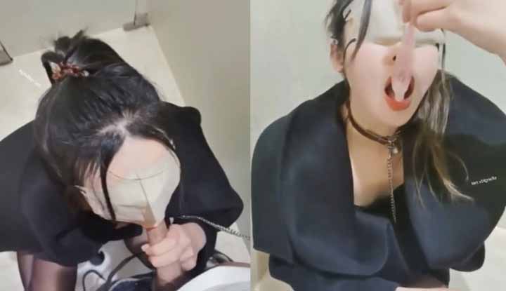 a stunningly beautiful married woman, nicknamed little whale, was led by her owner on a leash to the men's restroom for sex, and there was even someone urinating next to her – how incredibly exciting!