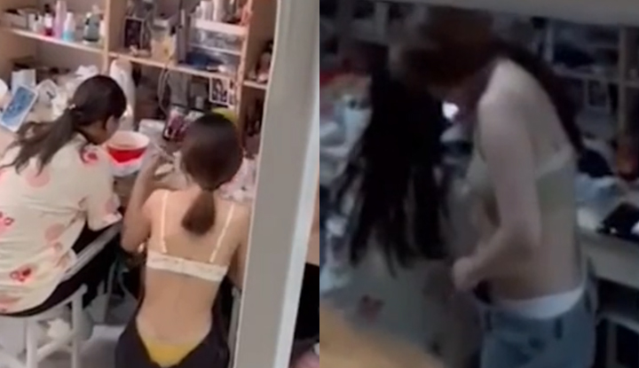 a female student secretly films her best friend's private shower video! the first-person perspective is tense and stimulating. the bathroom reveals her smooth, soft, naked body – a highly provocative scene!