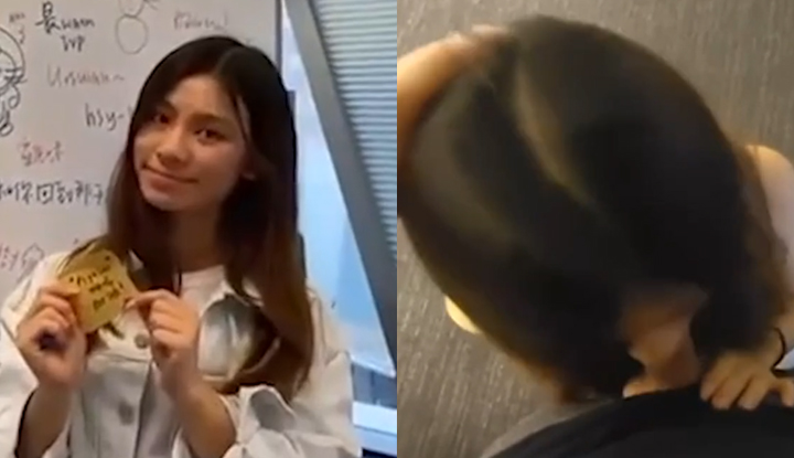 วิดีโอเซ็กส์หลุด 曹家欣 แห่งคณะฟิสิกส์ มหาวิทยาลัยเทคโนโลยีโพลีเทคนิคฮ่องกง: สำนักงานชมรม อมควยสุดมันส์ ใช้นิ้วสอดหี แล้วเย็ดจากด้านหลังเข้าไปในรูหีเปียก พร้อมเสียงครางลามก นักเรียนหัวกะทิกลายเป็นสาวหื่น! 1