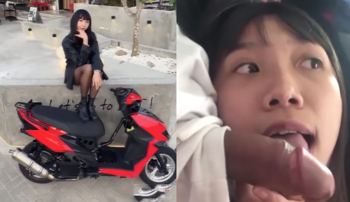 วล็อกเกอร์ขี่มอเตอร์ไซค์ขาเรียวยาว คลิปส่วนตัว video leaked: เปิดหน้า มองตรงกล้องขณะอมควยลึก ทักษะปากเทียบเท่านักแสดง AV!