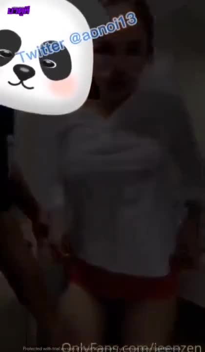 Thai porn clip of Nong Som Jeenzen on Onlyfans standing and brushing her teeth seductively to show her fans, getting grabbed.