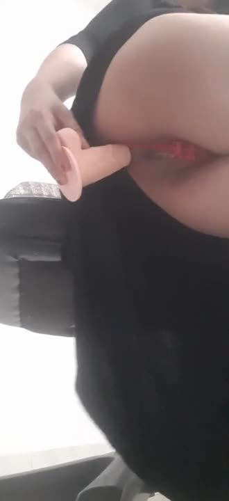 Masturbating at work with my dildo